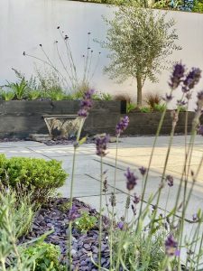 Water features in walls and built into planters for a garden in Llandaff, Cardiff. Beautiful and tranquil garden design by EvergreenWales.