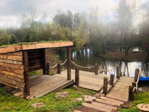 Timber pontoon and boat house built by EvergreenWales in Rudry, Cardiff, South Wales. Built by the team at EvergreenWales.
